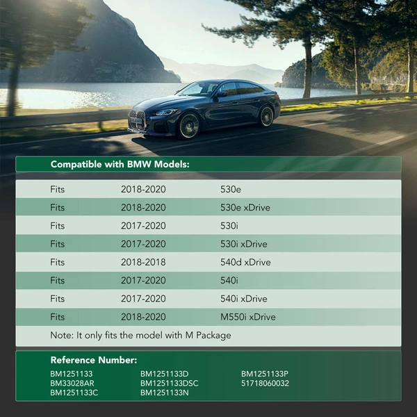 Front Passenger Black Engine Splash Shield for 2018-2020 BMW M550i xDrive