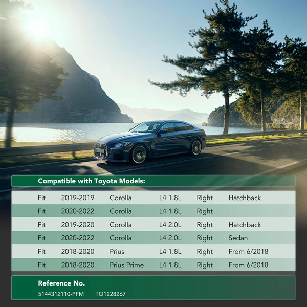 Passenger Engine Splash Shield for Toyota Corolla 2019-2022 Prius Prime 2018-2020