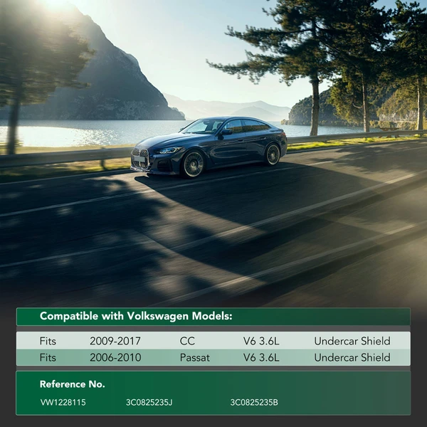 Front Lower Engine Splash Shield for VW Passat 2006-2010 CC 2009-2017 V6 3.6L