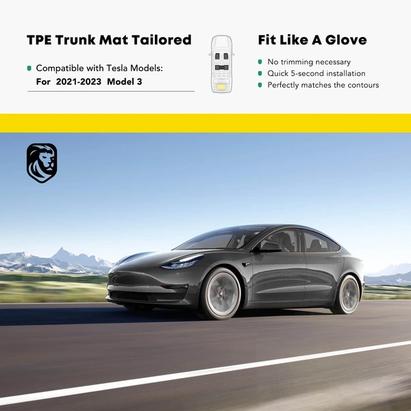 Rear Trunk Black TPE Storage Mat Liner for Tesla Model 3 2021-2023