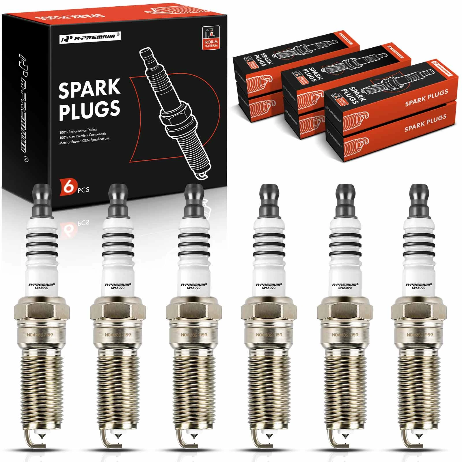 The A-premium 6 Pcs Iridium & Platinum Spark Plugs for Ford F-150 Mustang Chevrolet Impala GMC Image 
