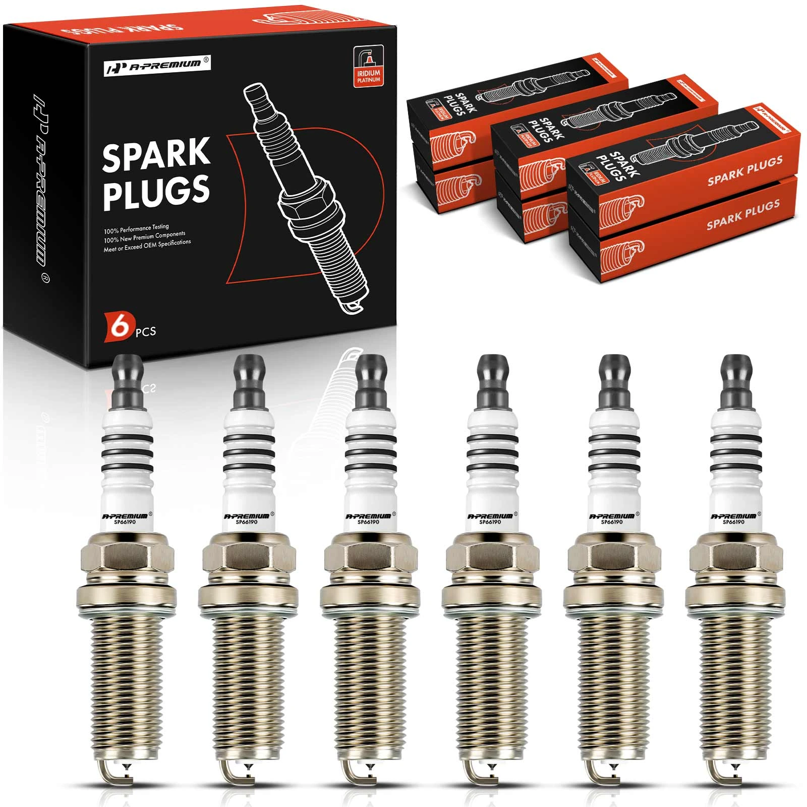 6 Pcs Iridium & Platinum Spark Plugs for 2009 BMW 328i | A-Premium