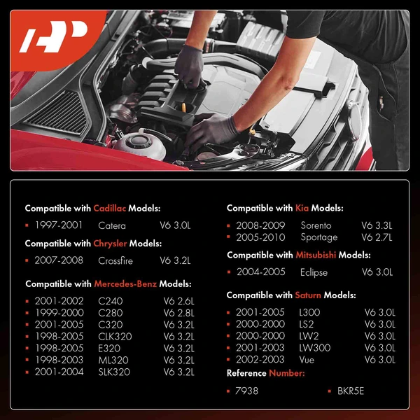 6 Pcs Nickel Spark Plugs for Mercedes-Benz C240 C280 C320 Cadillac Chrysler