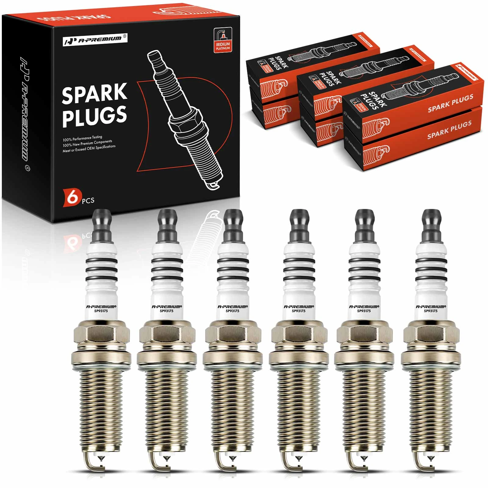 The A-premium 6 Pcs Iridium & Platinum Spark Plugs for Honda Accord Chrysler Dodge Hyundai Ram Image 