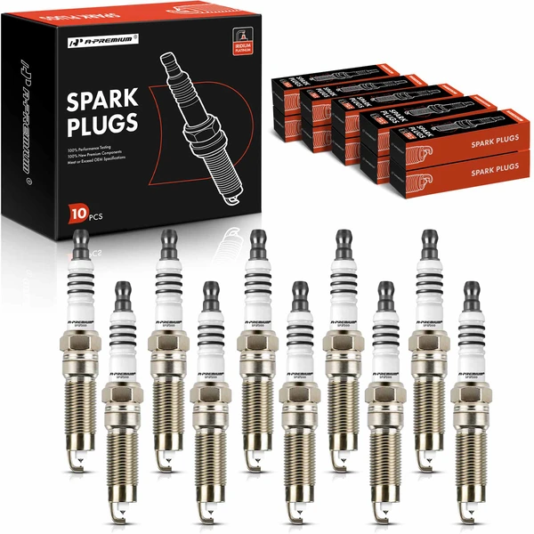 10 Pcs Iridium & Platinum Spark Plugs for 2008-2010 Ford F-350 Super Duty