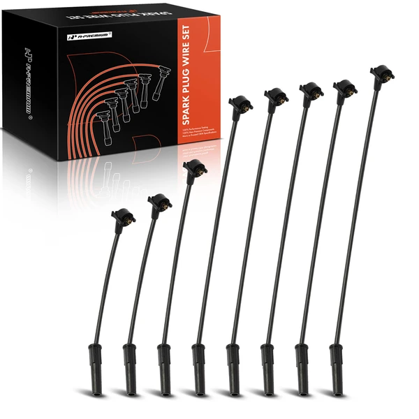 8 Pcs Black 8 mm Spark Plug Wire Set for 1991-1993 Ford Mustang