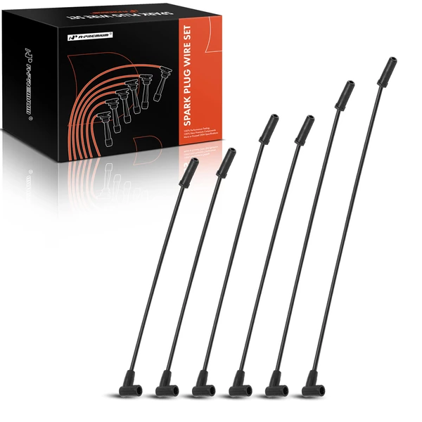 6 Pcs Black 7 mm Spark Plug Wire Set for 2000-2002 Chevrolet Camaro