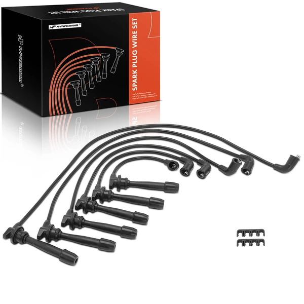 6 Pcs Black 7 mm Spark Plug Wire Set for 2005-2010 Kia Sportage