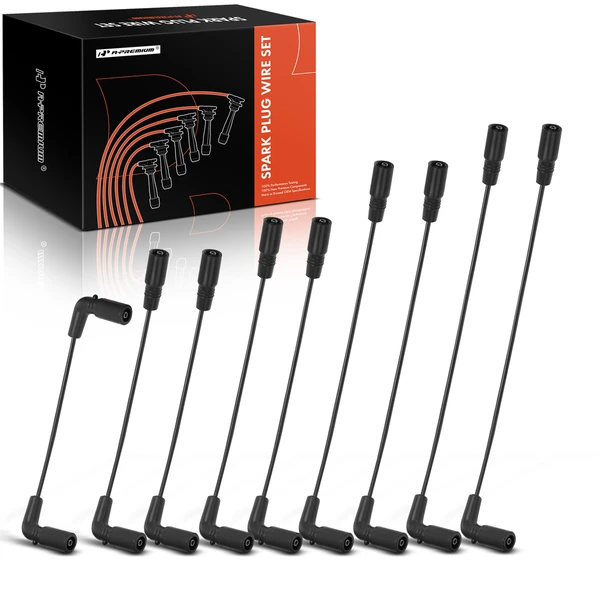 9 Pcs Black 8 mm Spark Plug Wire Set for 1996-2000 GMC Savana 3500