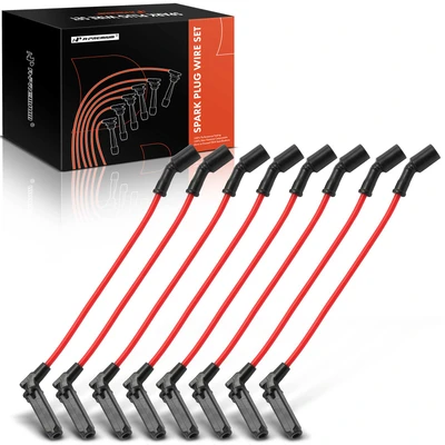 8 Pcs Red Spark Plug Wire Set