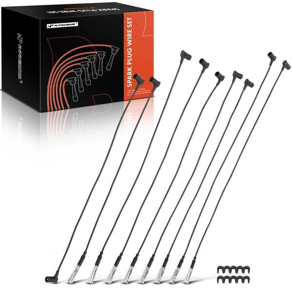 9 Pcs Black 7 mm Spark Plug Wire Set for 1986-1991 Mercedes-Benz 420SEL