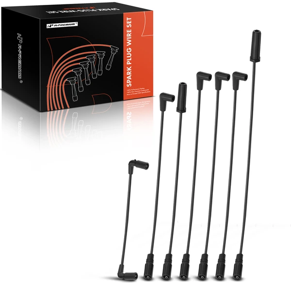 7 Pcs Black 7 mm Spark Plug Wire Set for 1996-2004 Chevrolet S10