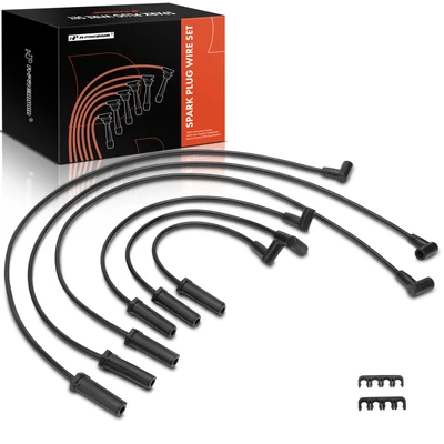 6 Pcs Black 7 mm Spark Plug Wire Set