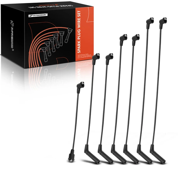 7 Pcs Black 7 mm Spark Plug Wire Set for 1989 Dodge Raider