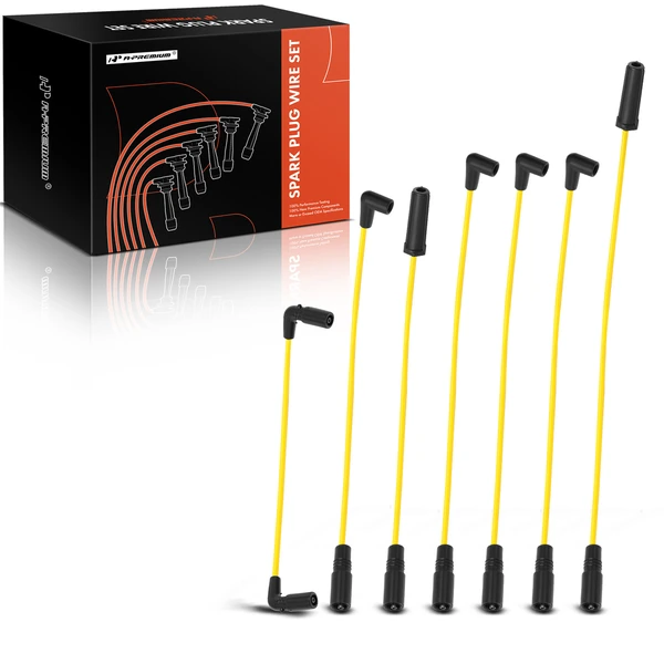 7 Pcs Yellow 7 mm Spark Plug Wire Set for 1996-2007 GMC Savana 1500