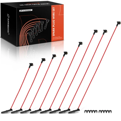 8 Pcs Red 8 mm Spark Plug Wire Set