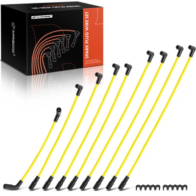 9 Pcs Yellow 8 mm Spark Plug Wire Set