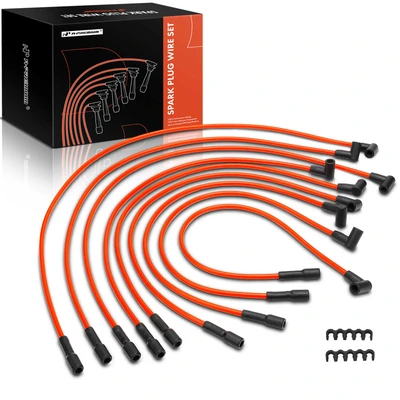 9 Pcs Red 8 mm Spark Plug Wire Set