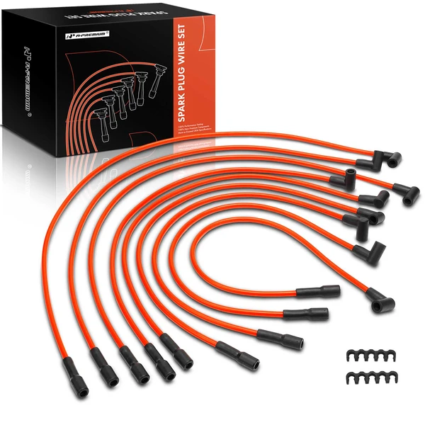 9 Pcs Red 8 mm Spark Plug Wire Set for 1975-1986 Chevrolet C20