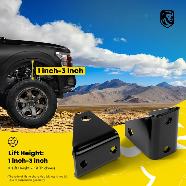 1-3 Inches Front Lift Shock Extender Kit for Chevrolet Silverado 2500 HD 2001-2010 GMC