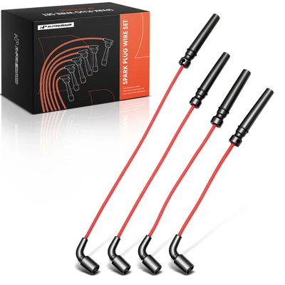 4 Pcs Red Spark Plug Wire Set