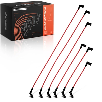 6 Pcs Red Spark Plug Wire Set