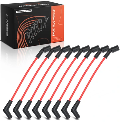 8 Pcs Red Spark Plug Wire Set