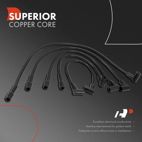 5 Pcs Spark Plug Wire Set for Chevrolet Vega 1975-1977 Cadillac Oldsmobile Pontiac