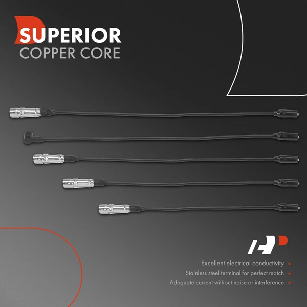 5 Pcs Spark Plug Wire Set for Volkswagen Passat 1991-1994 Golf Jetta Audi 80
