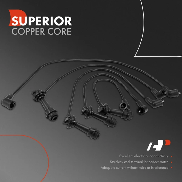 5 Pcs Spark Plug Wire Set for Toyota Corolla 1990-1991 Geo Prizm 90-92 L4 1.6L 5mm