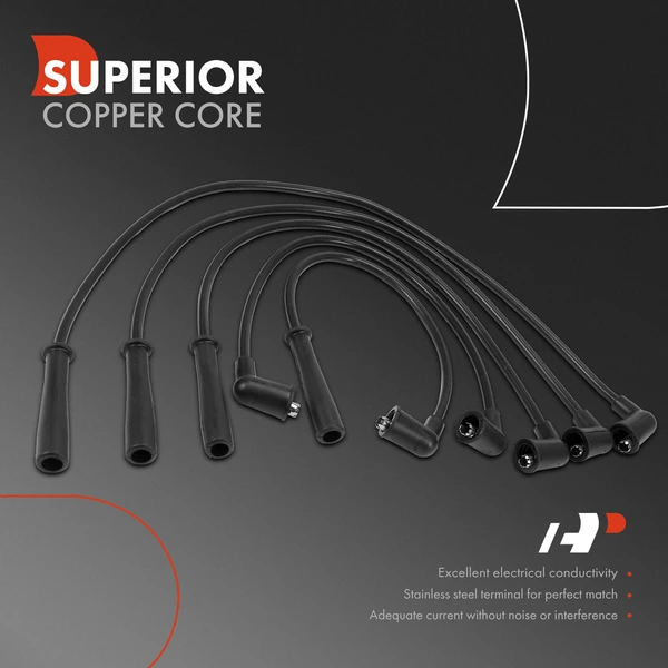 5 Pcs Spark Plug Wire Set for Nissan 240SX 1989-1990 L4 2.4L 7mm