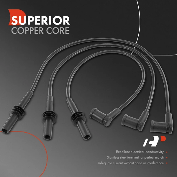 3 Pcs Spark Plug Wire Set for Jeep Grand Cherokee 09-10 Dodge Ram 1500 Dakota 3.7L