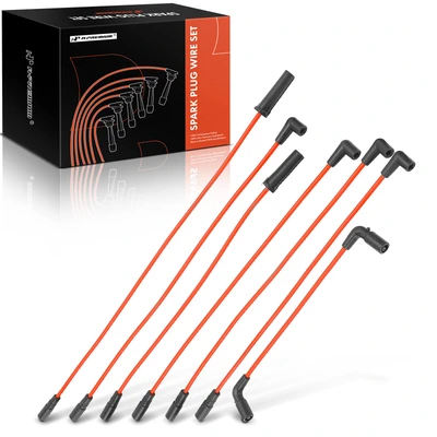 7 Pcs Orange Spark Plug Wire Set