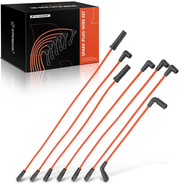 7 Pcs Orange Spark Plug Wire Set for 2000-2001 GMC Safari