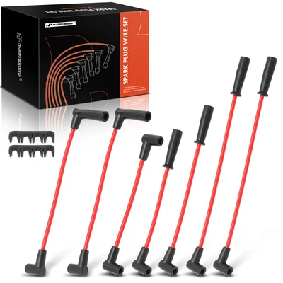 7 Pcs Red Spark Plug Wire Set