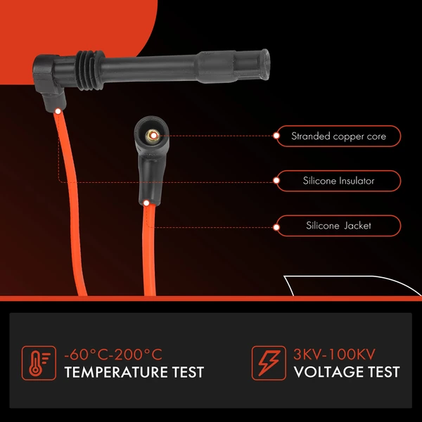 6 Pcs Red Spark Plug Wire Set for Audi A4 1998-2001 A6 Quattro Volkswagen Passat