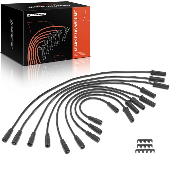 9 Pcs Black Spark Plug Wire Set for 1996-2000 GMC Savana 3500