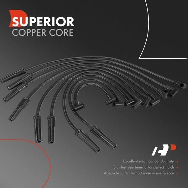 9 Pcs Spark Plug Wire Set for Ford F-150 1977-1979 F-250 F-350 Lincoln Mercury