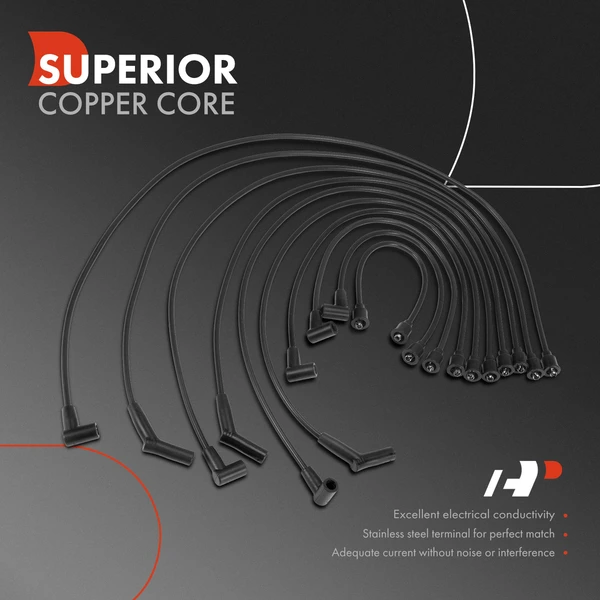 10 Pcs Spark Plug Wire Set for Chrysler New Yorker Dodge Charger B200 Plymouth