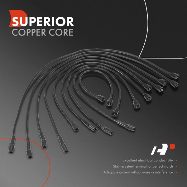 9 Pcs Spark Plug Wire Set for Jeep CJ5 1972-1973 J-2500 Wagoneer AMC Matador Rebel