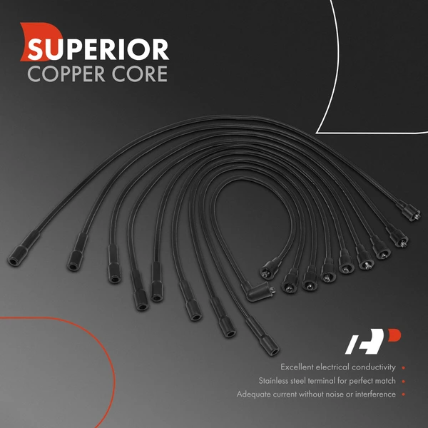 9 Pcs Spark Plug Wire Set for Jeep Grand Wagoneer 1987-1991 J10 J20 V8 5.9L 7mm