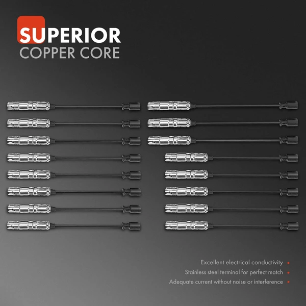 16 Pcs Spark Plug Wire Set for Mercedes-Benz C43 AMG CLK430 CLS500 E430 ML430 S430