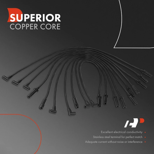 10 Pcs Spark Plug Wire Set for Dodge Ram 1500 2004 Viper 2004-2005 V10 8.3L 7mm