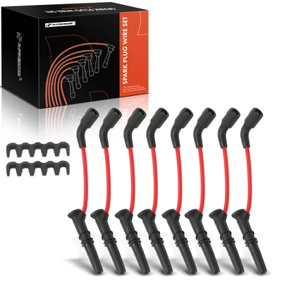 8 Pcs Red Spark Plug Wire Set