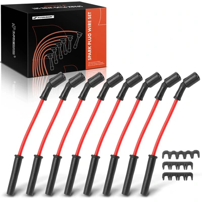 8 Pcs Red Spark Plug Wire Set