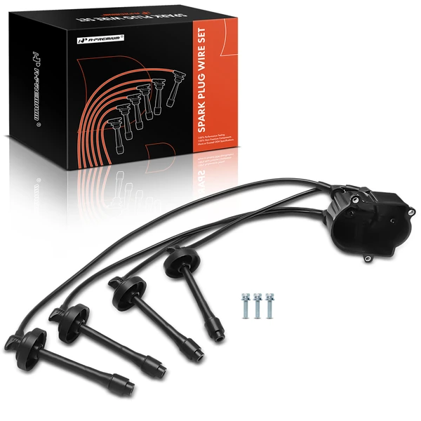 4 Pcs Spark Plug Wire Set with Distributor Cap for Toyota Camry 1987-1991 Celica