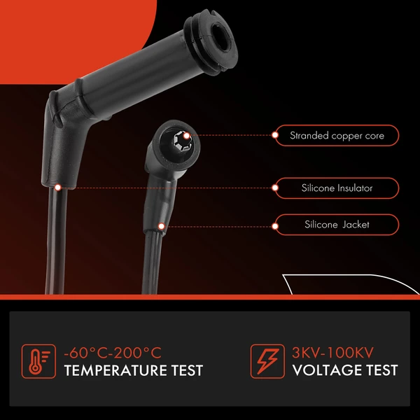 4 Pcs Black Spark Plug Wire Set for Hyundai Accent 1995-2003 Scoupe 1.5L 5mm