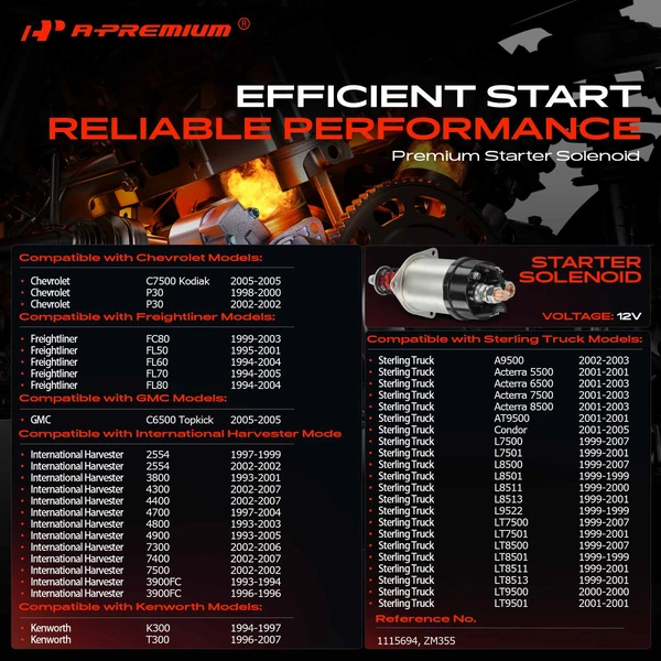 12V Starter Solenoid Switch for Chevrolet Freightliner GMC Sterling Truck