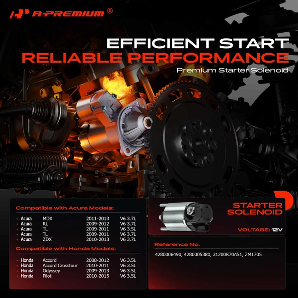 12V Starter Solenoid Switch for Honda Accord 2008-2012 Odyssey Acura 3.7L 3.5L
