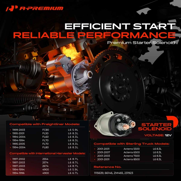 12V Starter Solenoid Switch for Freightliner FC80 International Harvester 2554